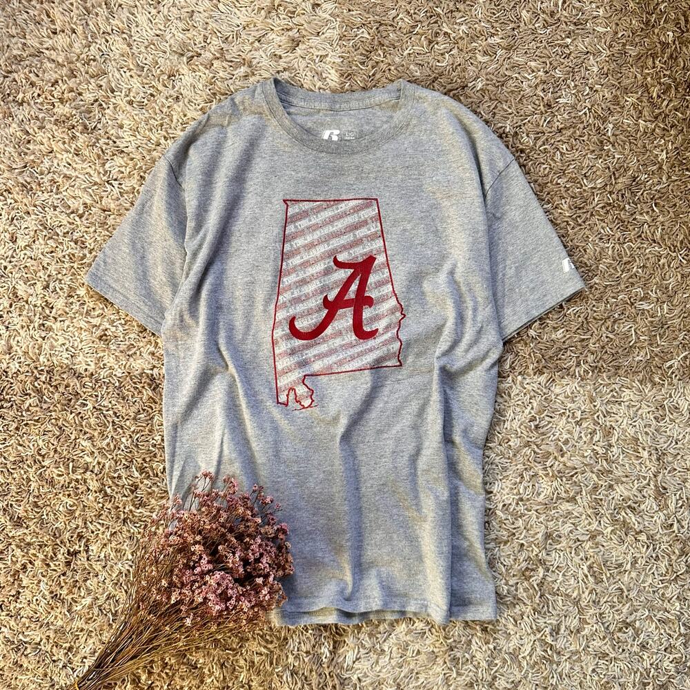Vintage Russell Athletic Gray T-Shirt Tee A Crimson Men’s Size L